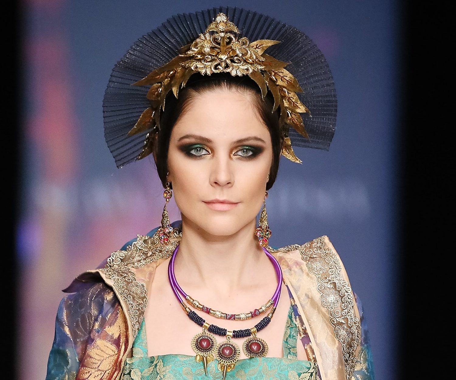 MOSCOW, RUSSIA - MARCH 12: A model walks the runway at SLAVA ZAITSEV fashion show during day 1 of Mercedes Benz Fashion Week Russia FW17/18 at Manege on March 12, 2017 in Moscow, Russia. (Photo by Oleg Nikishin/Mercedes-Benz Fashion Week Russia)