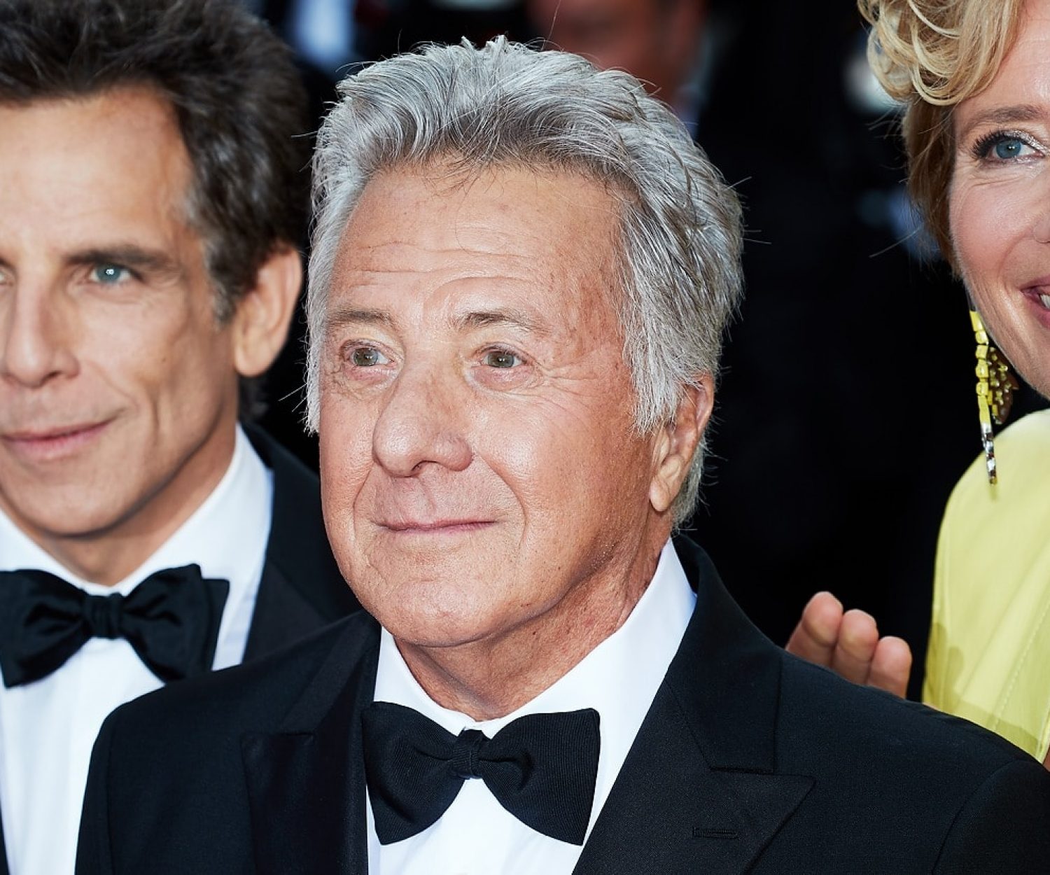 CANNES, FRANCE - MAY 21: (L-R) Actors Dustin Hoffman, Ben Stiller and actress Emma Thompson attend the "The Meyerowitz Stories" screening during the 70th annual Cannes Film Festival at Palais des Festivals on May 21, 2017 in Cannes, France. (Photo by Oleg Nikishin/Epsilon/Getty Images)