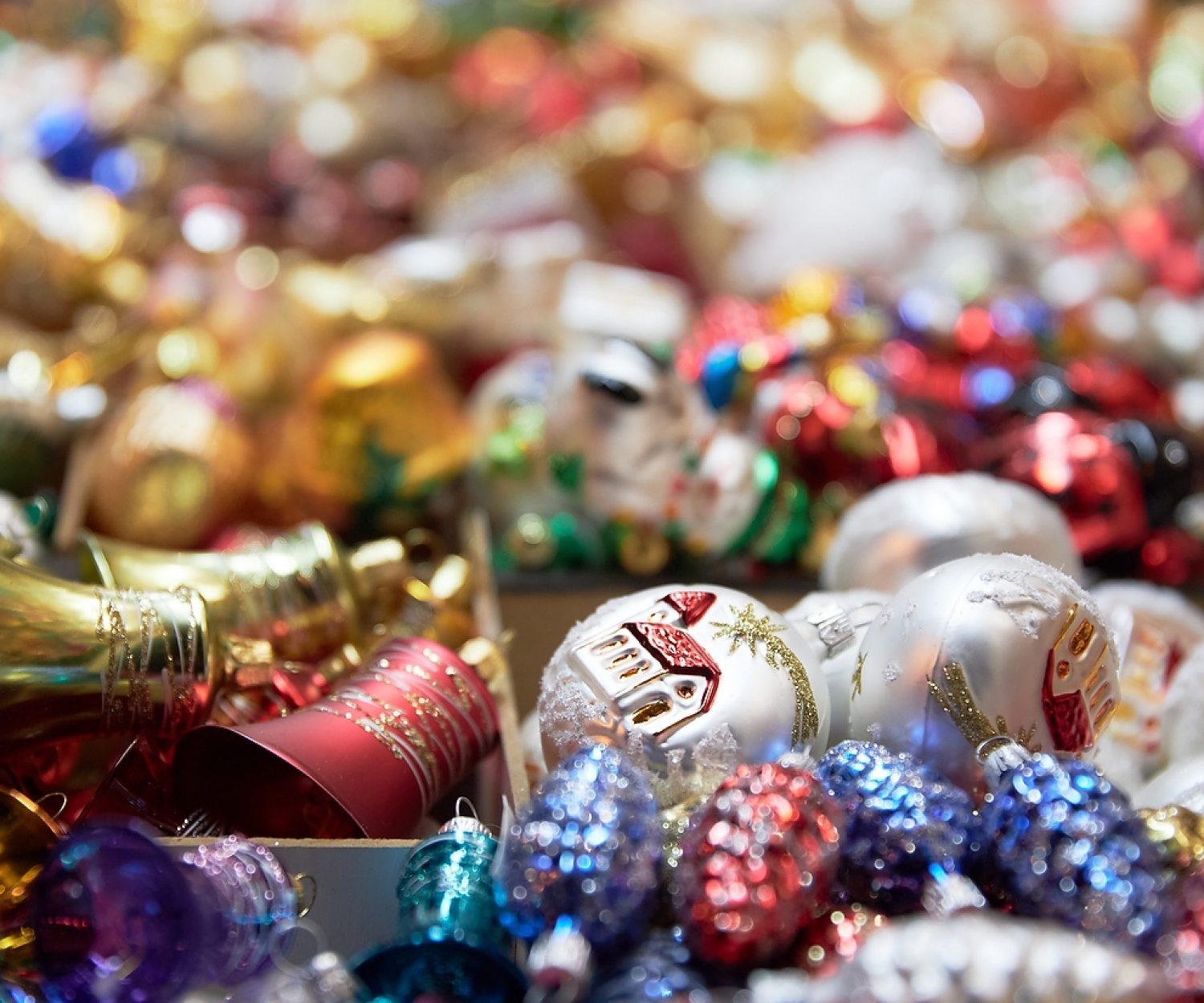 PRAGUE, CZECH REPUBLIC - DECEMBER 04: Christmas decorations are for sale at a stand  at the Christmas market at the Old Town Square on December 4, 2019 in Prague, Czech Republic. (Photo by Oleg Nikishin/Epsilon/Getty Images)